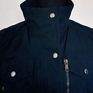 Women's Small Navy Utility Jacket Zip Front Fitted Military Style Casual Layer